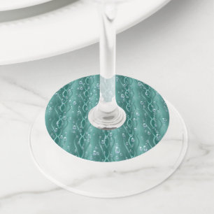 Etiqueta Para Copas De Vino Gotitas de lluvia en metal verde