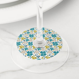 Etiqueta Para Copas De Vino Green Lucky Shamrock Clover St. Patrick's Day