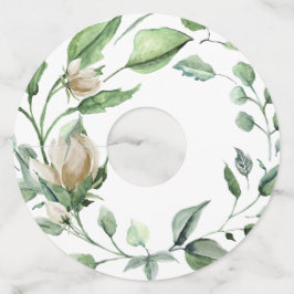 Etiqueta Para Copas De Vino Guirnalda floral de acuarela vintage en blanco cre