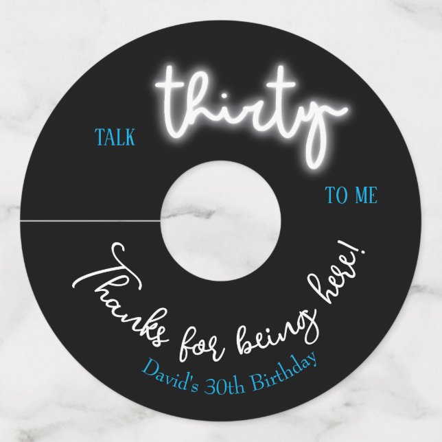 Etiqueta Para Copas De Vino Habla Treinta Para Mí, Fiesta De Cumpleaños 30 (Anverso)