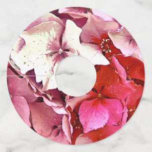 ETIQUETA PARA COPAS DE VINO HIDRANGAS DE COLOR ROSA
