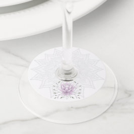 Etiqueta Para Copas De Vino Hoja simple y Lotus con el nombre del lugar de Man