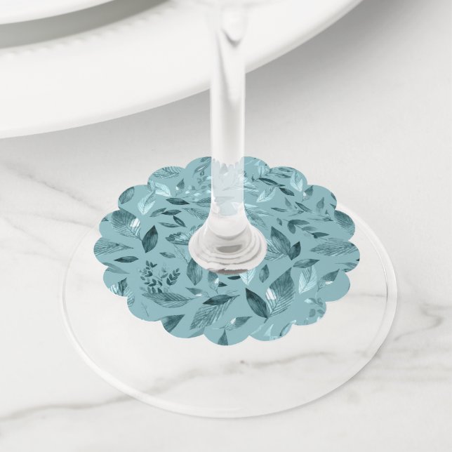 Etiqueta Para Copas De Vino Hojas caídas de agua 2 (Detalle)