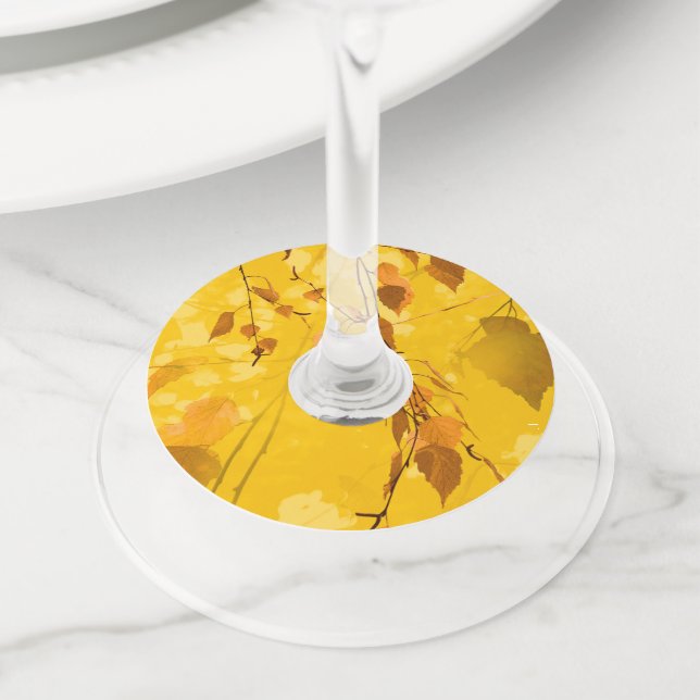 Etiqueta Para Copas De Vino Hojas de otoño 3 (Detalle)