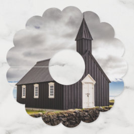 Etiqueta Para Copas De Vino Iglesia Negra De Budir, Islandia