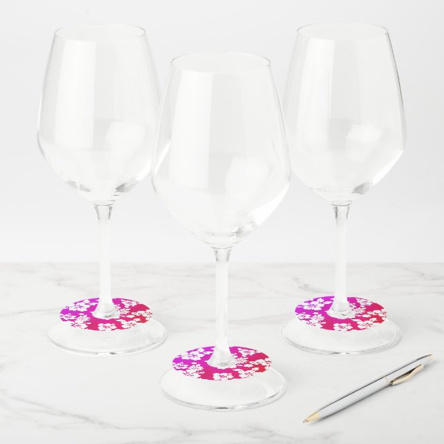 Etiqueta Para Copas De Vino Impresión hawaiana (Set)