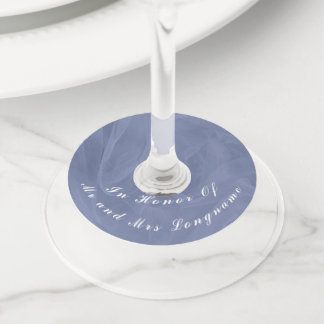 Etiqueta Para Copas De Vino Impresión texturizada de tela azul en cualquier co