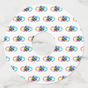 Etiqueta Para Copas De Vino Infinidad brillante con la mariposa arcoiris
