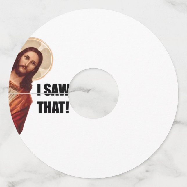 Etiqueta Para Copas De Vino Jesús cristiano te está vigilando, Jesús lo vi (Anverso)