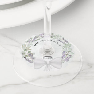 Etiqueta Para Copas De Vino Lavender y Eucalyptus Wreath Rustic Boho Boda