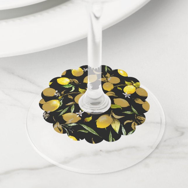 Etiqueta Para Copas De Vino Lemones acuarelas 30 (Detalle)