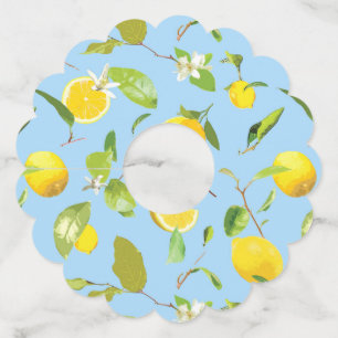 Etiqueta Para Copas De Vino Limón acuático y hojas 3