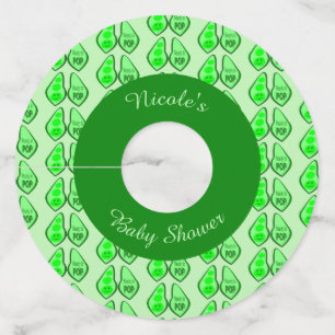 Etiqueta Para Copas De Vino Listo para usar Baby Shower preñado verde