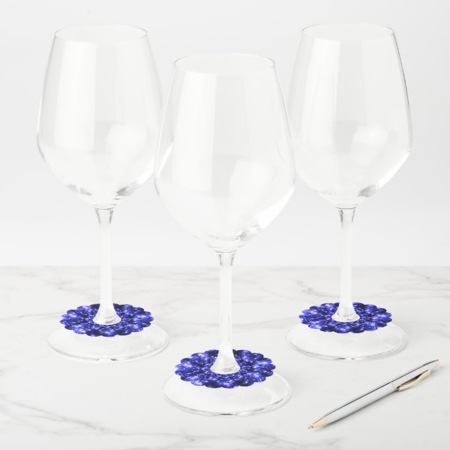 Etiqueta Para Copas De Vino Luces esparcantes azules (Set)