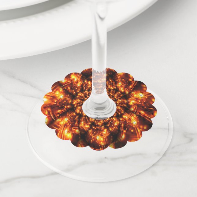 Etiqueta Para Copas De Vino Luces esparcantes de oro (Detalle)