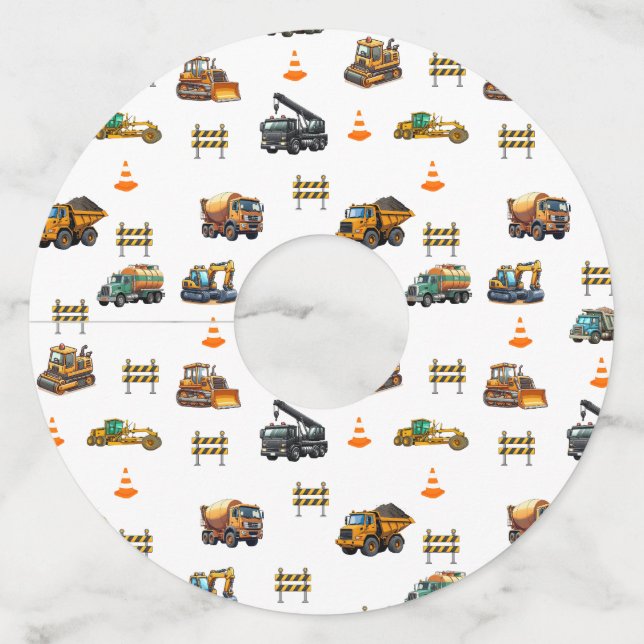 Etiqueta Para Copas De Vino Maquinaria de construcción (Anverso)