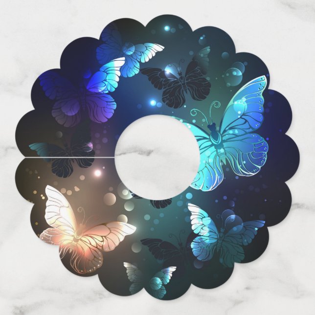 Etiqueta Para Copas De Vino Mariposa nocturna fluida (Anverso)