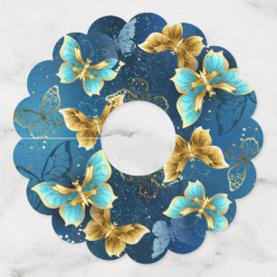 Etiqueta Para Copas De Vino Mariposas doradas