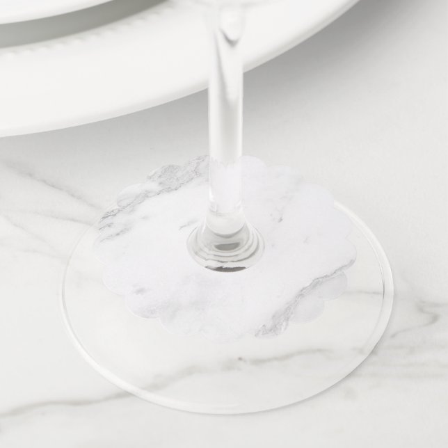 Etiqueta Para Copas De Vino Mármol Blanco (Detalle)