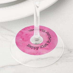 Etiqueta Para Copas De Vino Monograma femenino elegante de la acuarela del