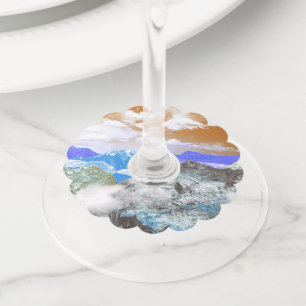 Etiqueta Para Copas De Vino Montañas (fotomontaje) 2