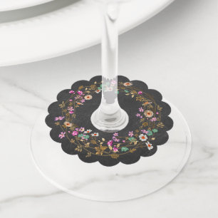 Etiqueta Para Copas De Vino Motismo de arte floral de Wreath al estilo de la v