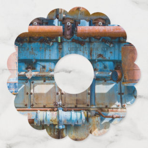 Etiqueta Para Copas De Vino Motor diesel imperial del Atlas viejo y oxidado en