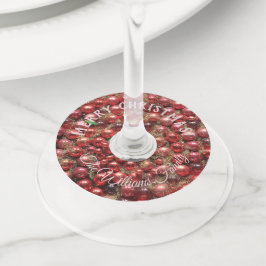 Etiqueta Para Copas De Vino Navidades Baubles Red Rosa Añadir nombre y texto
