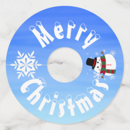 Etiqueta Para Copas De Vino Navidades blancos Snowman