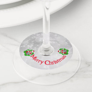 Etiqueta Para Copas De Vino Navidades divertidos Esqueletos Ornamentos Gorras 