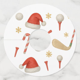 Etiqueta Para Copas De Vino Navidades golfistas con tema de Santa Sat