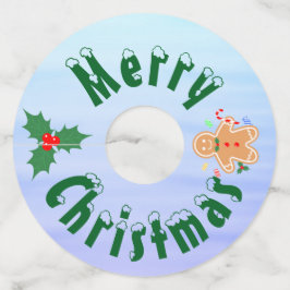 Etiqueta Para Copas De Vino Navidades tratan a un hombre de pan de jengibre