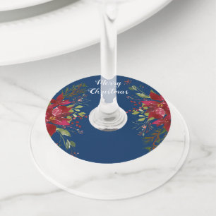 Etiqueta Para Copas De Vino Nombre azul de la Marina Fiesta de los Navidades P