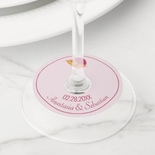 Etiqueta Para Copas De Vino Nombre de matrimonio personalizado Fecha de caída