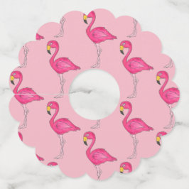 Etiqueta Para Copas De Vino Pájaro rosa Flamingo Tropical Paradise Island