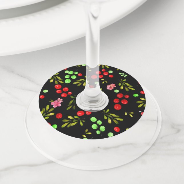 Etiqueta Para Copas De Vino Patrón de bayas (Detalle)