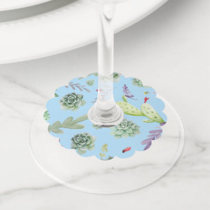 Etiqueta Para Copas De Vino Patrón de cactus 10