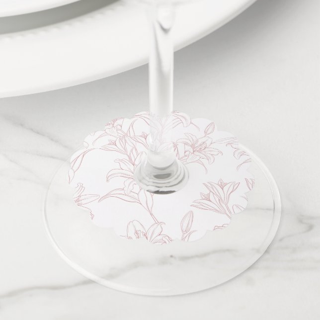 Etiqueta Para Copas De Vino Patrón de flores 10 (Detalle)