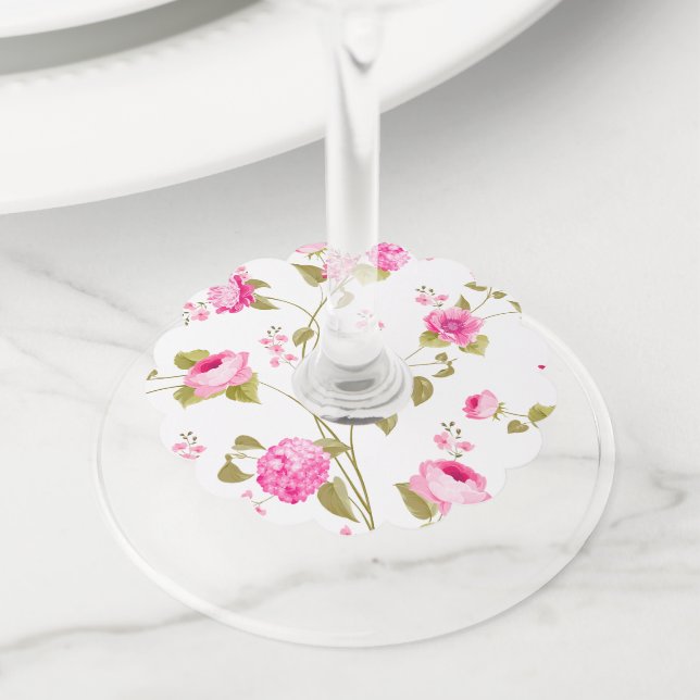 Etiqueta Para Copas De Vino Patrón de flores 19 (Detalle)
