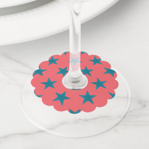 Etiqueta Para Copas De Vino Patrón de las estrellas doradas 19