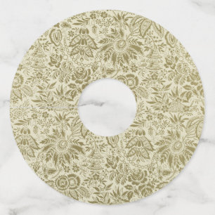 Etiqueta Para Copas De Vino Patrón floral Damask antiguo Paisley
