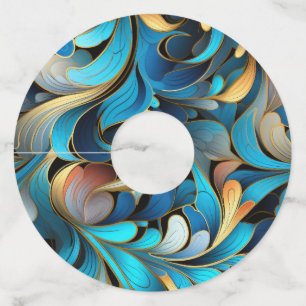 Etiqueta Para Copas De Vino Patrones fractales abstractos