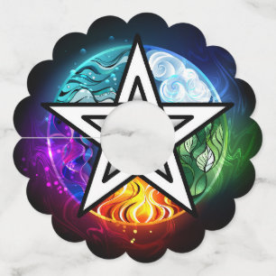 Etiqueta Para Copas De Vino Pentagrama de Wiccan