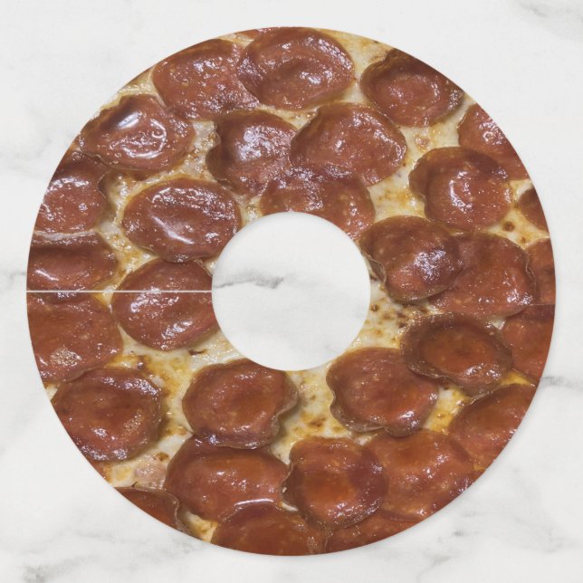 Etiqueta Para Copas De Vino Pepperoni Pizza (Anverso)