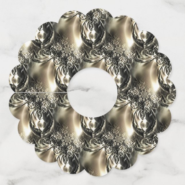 Etiqueta Para Copas De Vino Perlas doradas (Anverso)