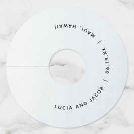 Etiqueta Para Copas De Vino Personalizado de bodas con acuarela azul oceánica