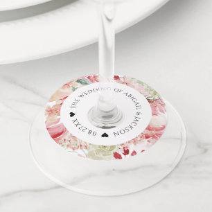 Etiqueta Para Copas De Vino Personalizado de la recepción de la boda acuarela 