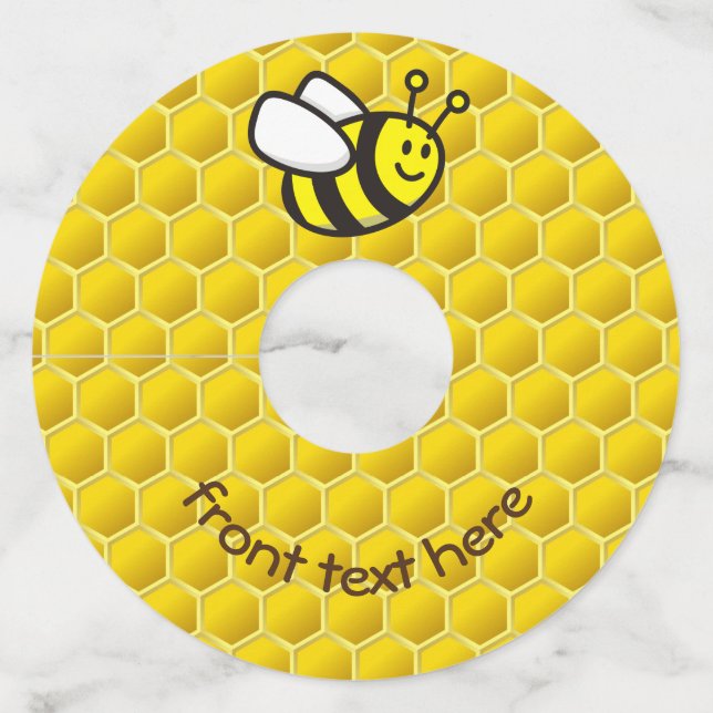 Etiqueta Para Copas De Vino Personalizado Honeybee (Anverso)