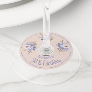 Etiqueta Para Copas De Vino Personalizado Nombre Fecha Fecha Rosa Floral Salva