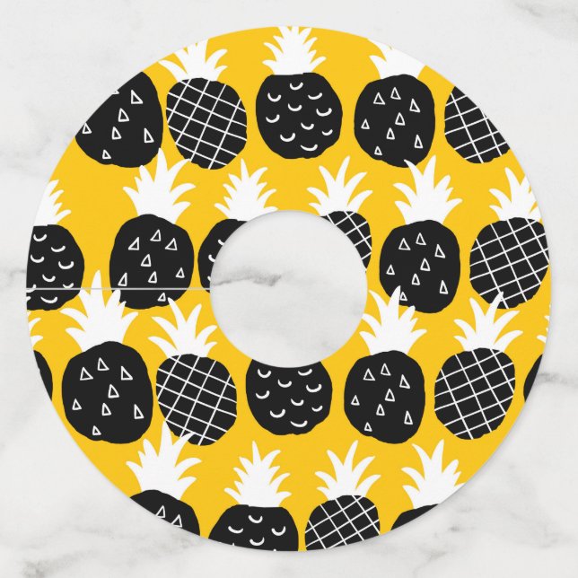 Etiqueta Para Copas De Vino Piña negra (Anverso)